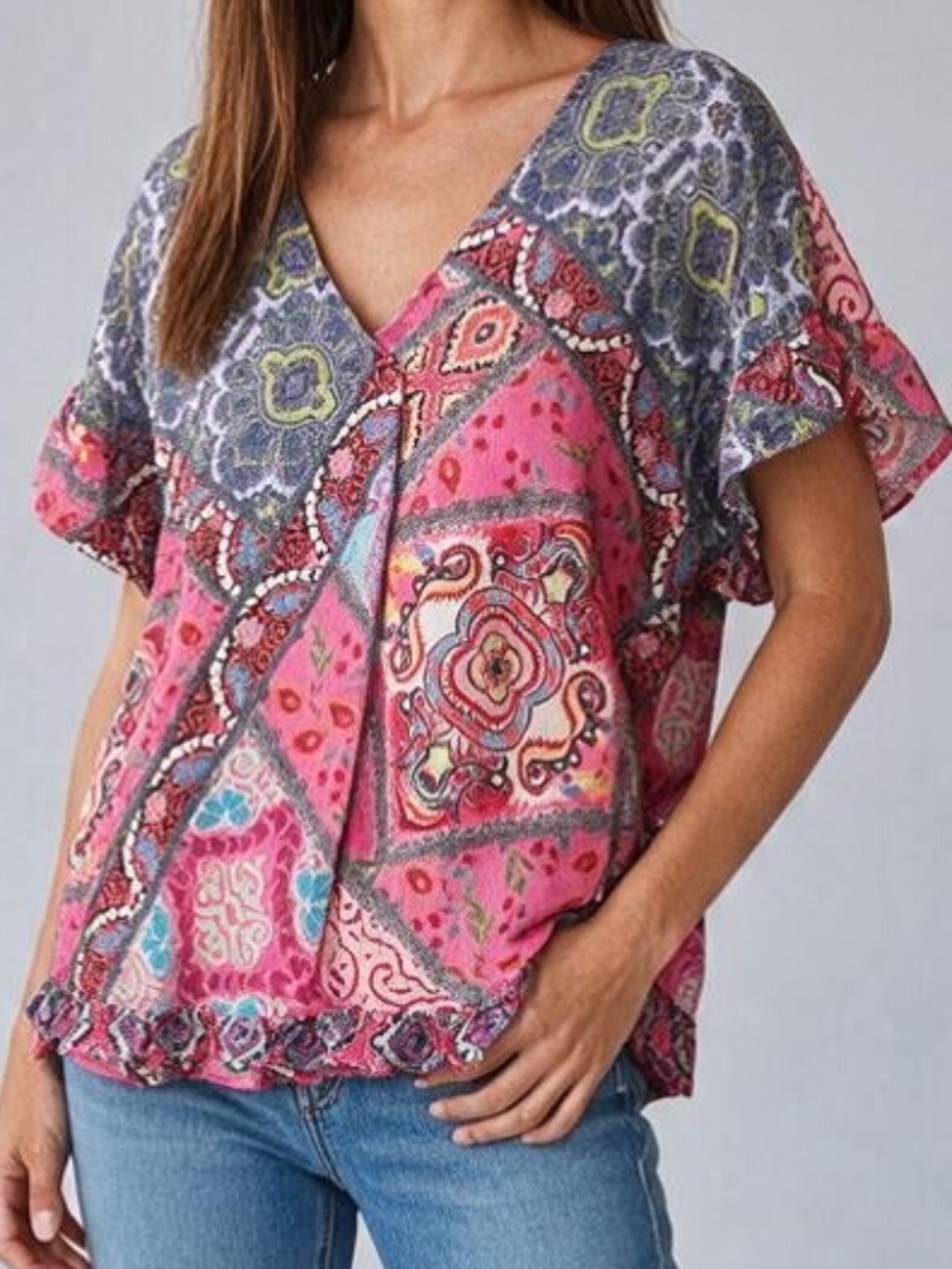 Umgee Mix Print Top size large